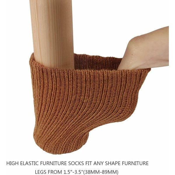 24 Pairs Brown Knitted Furniture Leg Socks Non Slip Floor Protection Furniture Parts