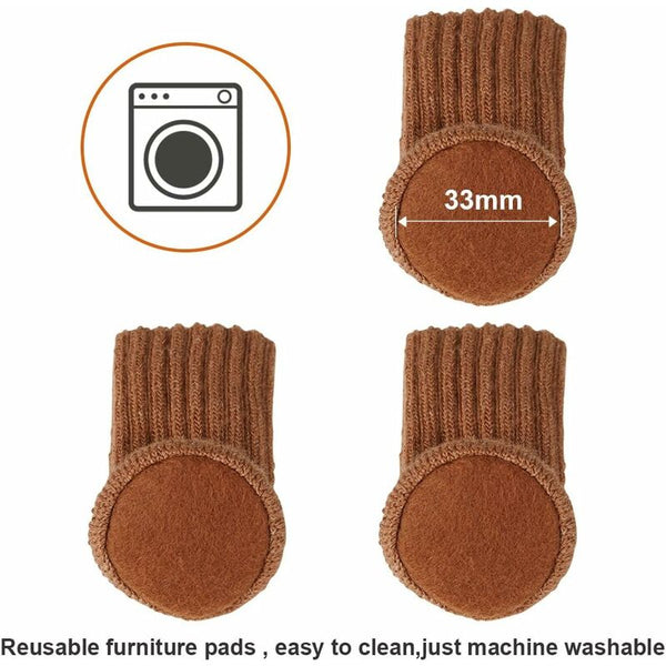 24 Pairs Brown Knitted Furniture Leg Socks Non Slip Floor Protection Furniture Parts
