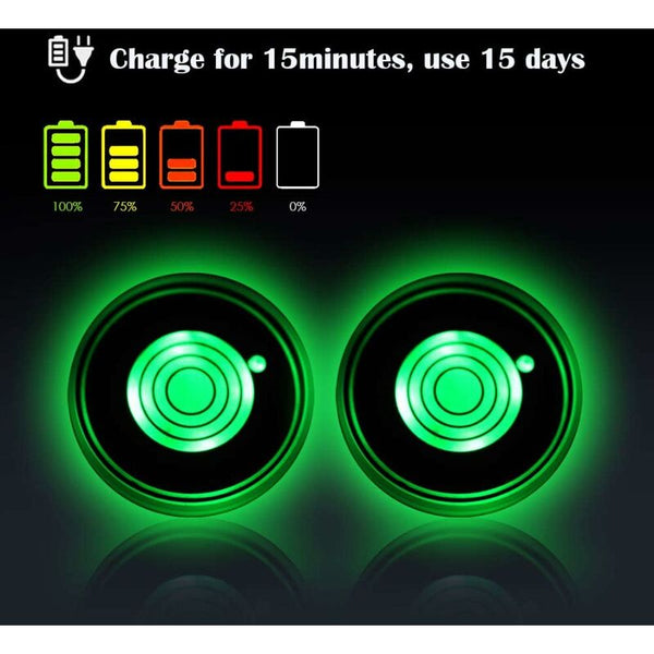 2 Pack Led Cup Holder Car With 7 Colours Glow Pad Usb Charging Mat For Accessories Coasters