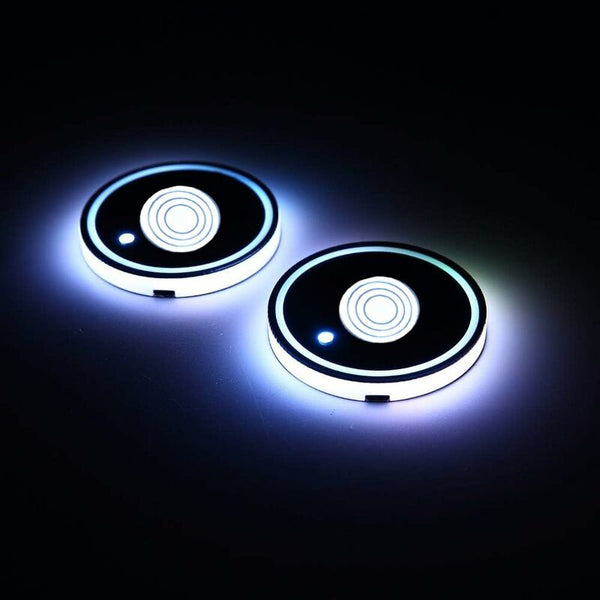 2 Pack Led Cup Holder Car With 7 Colours Glow Pad Usb Charging Mat For Accessories Coasters