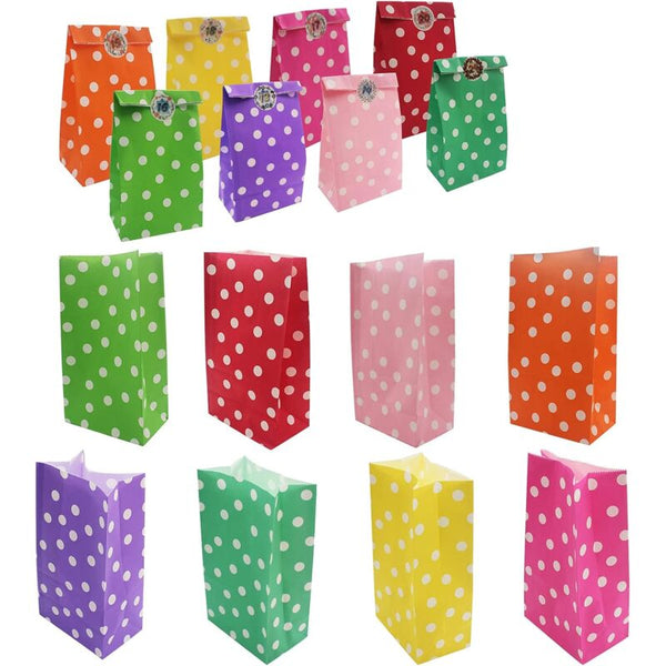 40 Pcs Color Kraft Paper With 48 Round Stickers Gift Bags