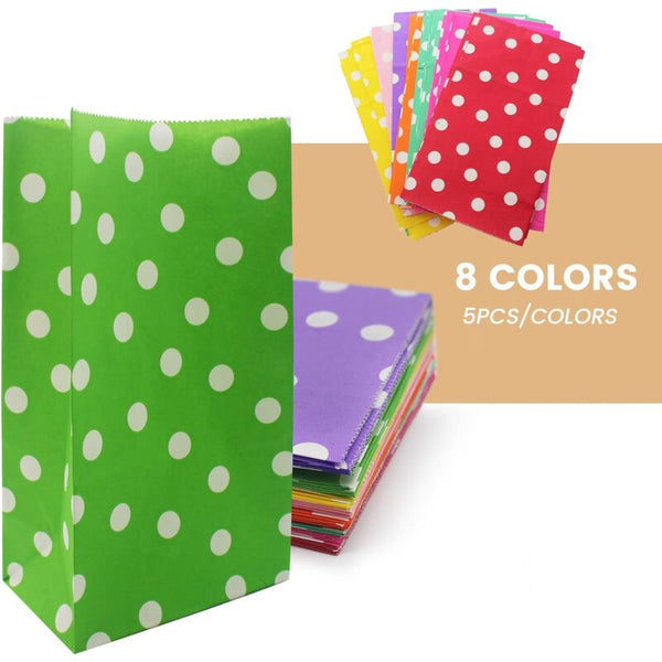 40 Pcs Color Kraft Paper With 48 Round Stickers Gift Bags