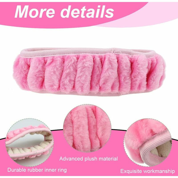3 Pcs Car Steering Wheel Cover Anti Slip Elastic Pink Plush Universal With Handbrake And Gear Steering Wheel Covers