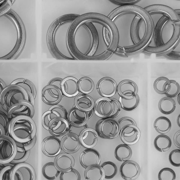 180 Pcs Size 304 Stainless Steel Spring Washer Assortment Kit Washers M2.5 M3 M4 M5 M6 M8 M10 Screws & Bolts