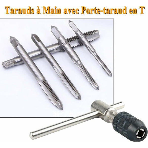 5 Pcs Metric Hand Straight Flute Taps Assortment M3 M4 M5 M6 M8 With 1Pc Adjustable Wrench Steel Thread Set Taps & Dies