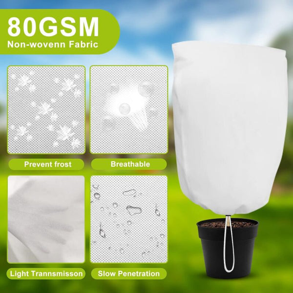 3 Pcs Set Winter Plant Covers With Drawstring And Zipper 80G/Ma Polypropylene Heavy Duty Reusable Other Plant Care & Accessories