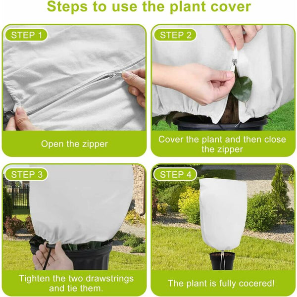 3 Pcs Set Winter Plant Covers With Drawstring And Zipper 80G/Ma Polypropylene Heavy Duty Reusable Other Plant Care & Accessories