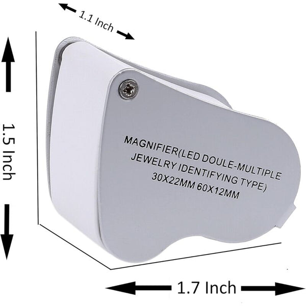 Led Illuminated Jeweler's Loupe Dual Focus Magnifier 60X 12Mm And 30X Jewellery Loupes & Magnifiers