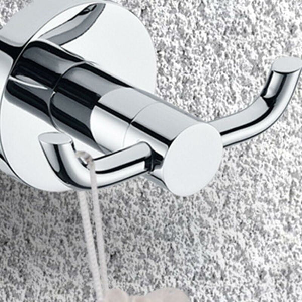 2 Pack Modern Polished Chrome Wall Hooks Solid Brass Double Towel Bar Bathroom Toilet Hat Clothes Hanger Holder Hooks & Hangers