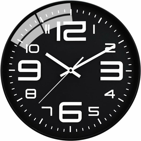 Silent Wall Clock 30Cm Quartz Battery Powered Modern Black Wall Clocks