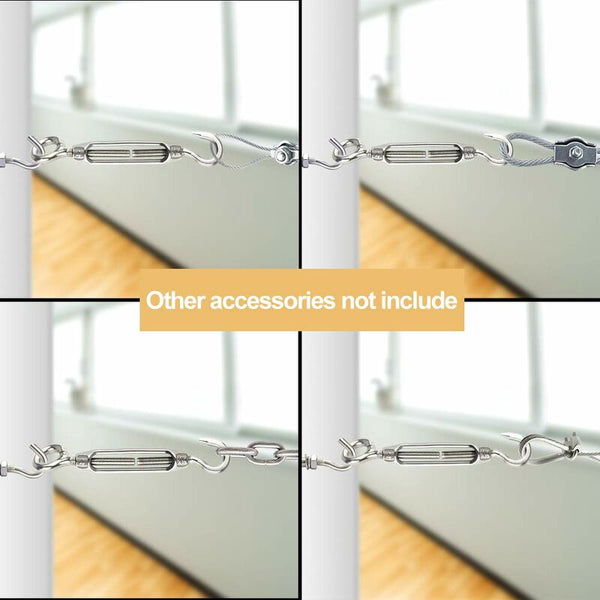 6 Pcs Wire Tensioner M4 Stainless Steel Adjustable Turnbuckle Hook And Eye Set Heavy Duty Other Material Handling
