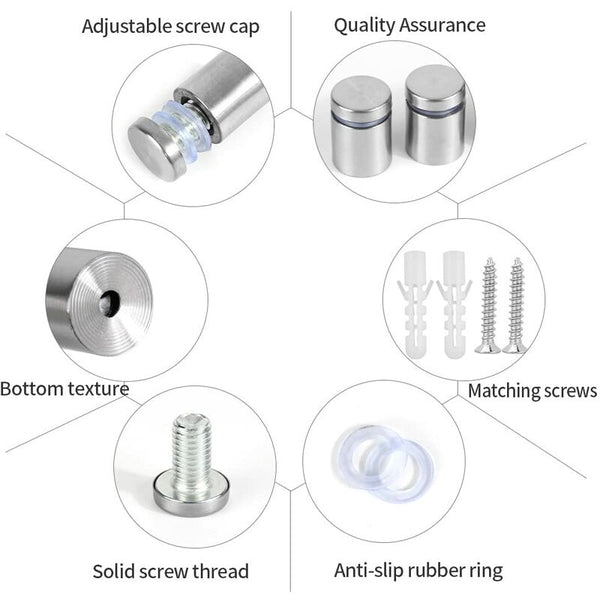 20 Pcs Glass Standoffs 19 X 25Mm Screws Stainless Steel Wall Mount For Advertising Nails Plaques Screws & Bolts