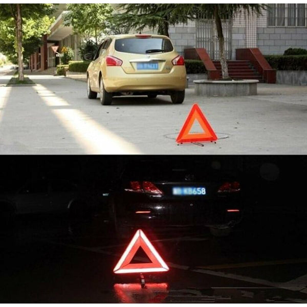 Red Car Emergency Reflective Triangle Foldable Triangular Warning Sign For Cars Other Car Interior