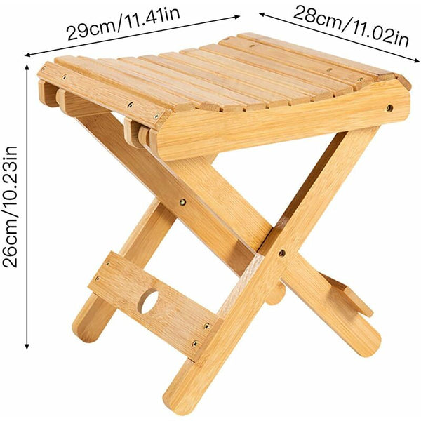 Solid Wood Folding Stool Portable For Home Gaming Fishing Works In Bedrooms Garden 29X28x26 Cm Benches Bar Stools