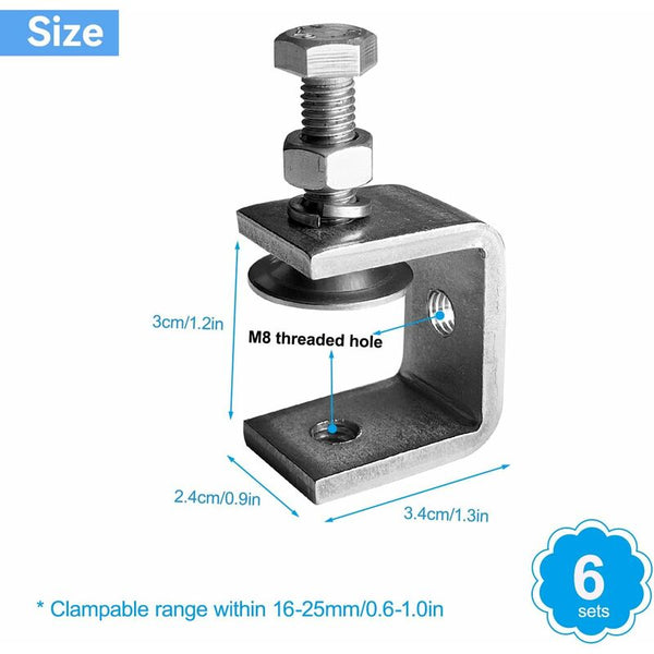 6 Pcs Heavy Duty 304 Stainless Steel C Clamps For Woodworking Diy Auto Repair Clamps & Vices