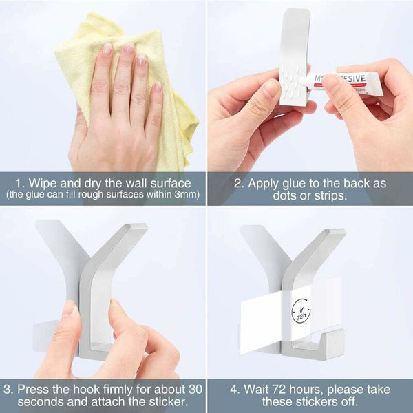 Self Adhesive Hooks Aluminum Wall Waterproof Bathroom Towel And Robe For Kitchen Closets 5 Pcs Hooks & Hangers