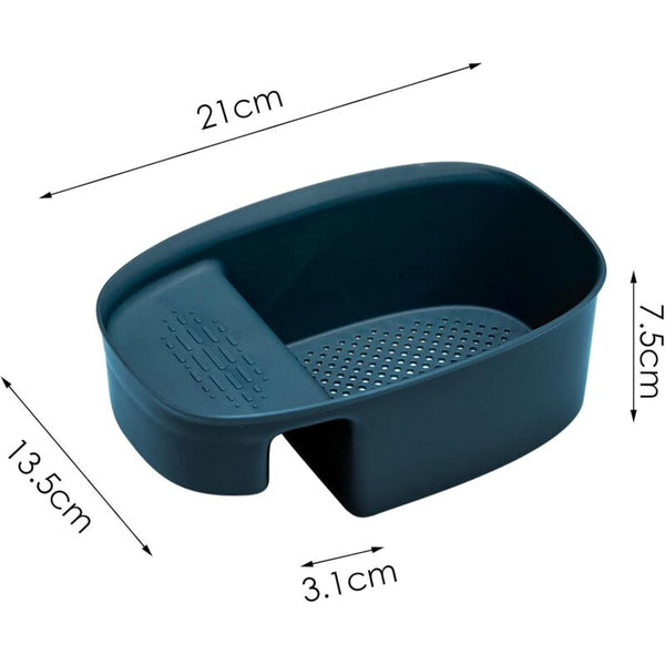 Kitchen Drain Baskets Hanging Sink Holder Storage Shelf Sponge (Blue) Colanders Strainers & Sifters