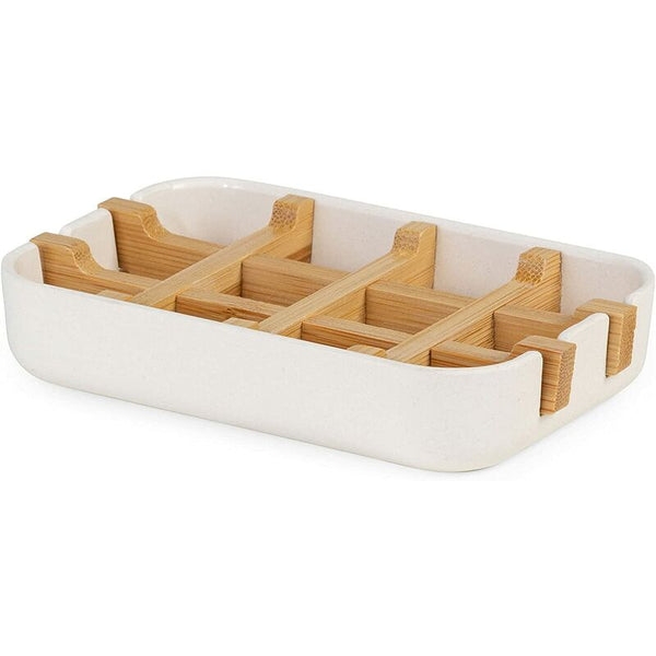 Compactor Soap Dish White Eco Friendly Bamboo 100% Natural Biodegradable Plastic Free 13 X 8.5 2.4Cm Soap Dishes & Dispensers