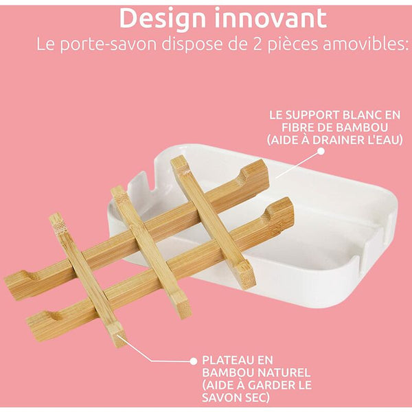 Compactor Soap Dish White Eco Friendly Bamboo 100% Natural Biodegradable Plastic Free 13 X 8.5 2.4Cm Soap Dishes & Dispensers