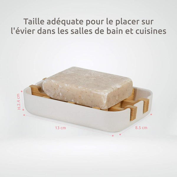 Compactor Soap Dish White Eco Friendly Bamboo 100% Natural Biodegradable Plastic Free 13 X 8.5 2.4Cm Soap Dishes & Dispensers