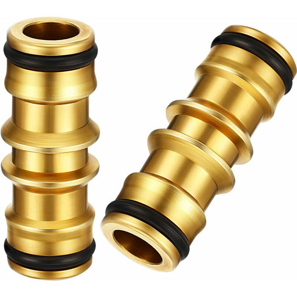 2 Pack Brass Garden Hose Connector For Tap (Double Male Connector) Hoses