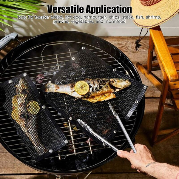 Bbq Grilling Bags Reusable Outdoor Cooking Pouch For Meat Fish Vegetables 27X22cm Food Storage Bags