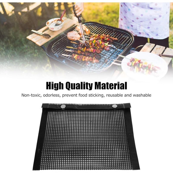 Bbq Grilling Bags Reusable Outdoor Cooking Pouch For Meat Fish Vegetables 27X22cm Food Storage Bags