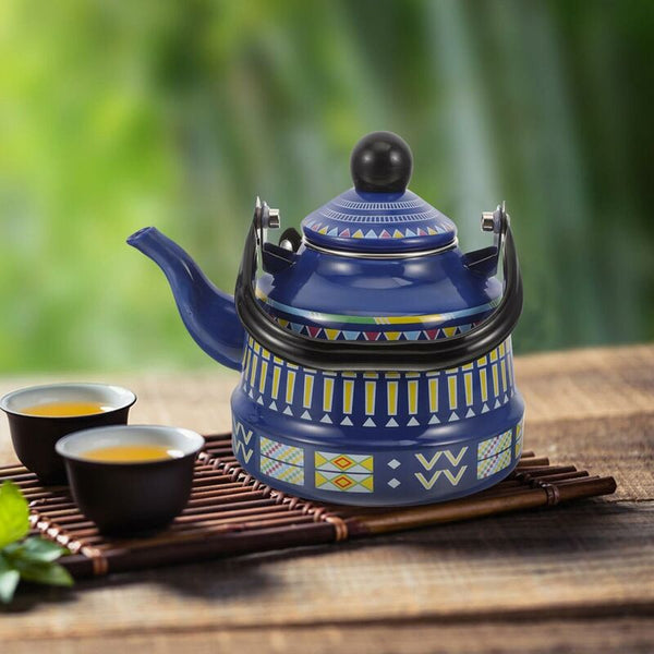 Enamel Water Kettle 1.1L Teapots Vintage Stovetop Large Capacity Coffee Pots Boiling For Home Kettles