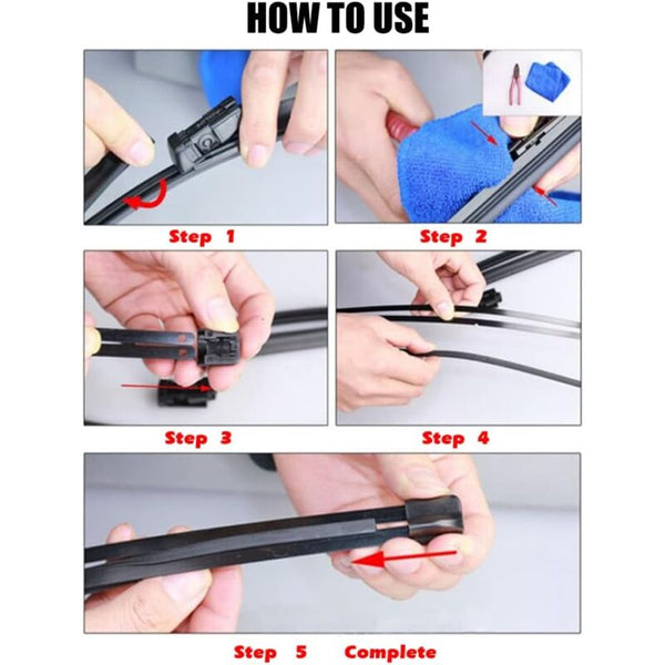 Cuttable Windshield Wiper Blades Replacement Rubber Prevents Glass Damage 8 Pieces 700 Mm (Wipers Not Included) Wall Stickers