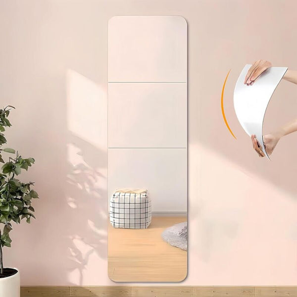 4X 20Cm Acrylic Mirror Flexible Adhesive Decorative Tiles Wall Stickers
