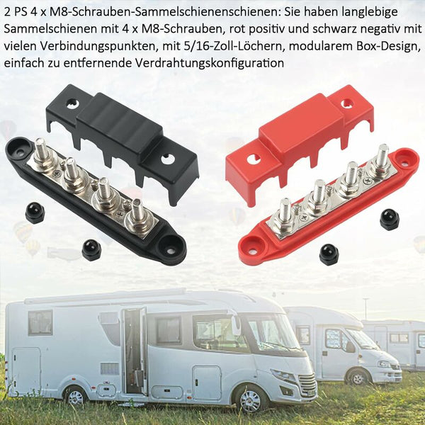 12V48v Dc250a Busbar Distribution Blockwith M8 Clamp Boltsgrounding Current For Car Rv Boat Yacht Red And Black Caravan Parts Accessories