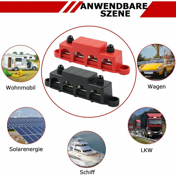 12V48v Dc250a Busbar Distribution Blockwith M8 Clamp Boltsgrounding Current For Car Rv Boat Yacht Red And Black Caravan Parts Accessories