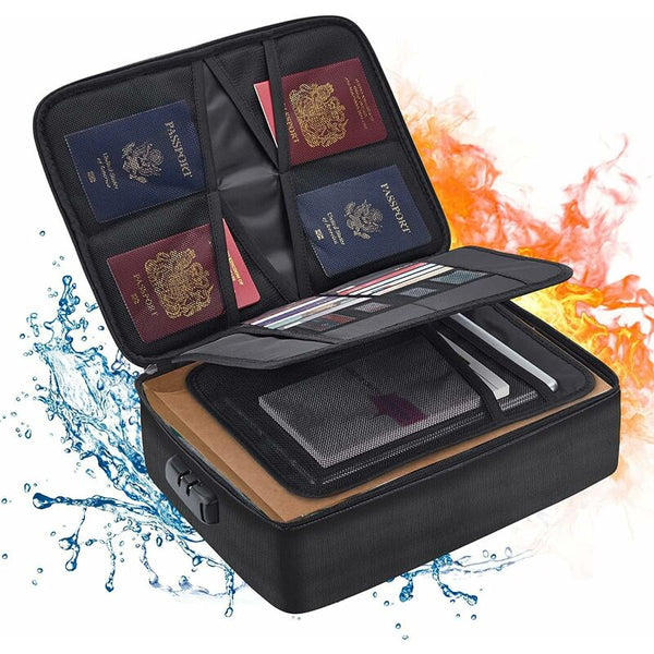 Fireproof Document Bag With Lock Waterproof Storage For Home Office Travel Id & Document Holders
