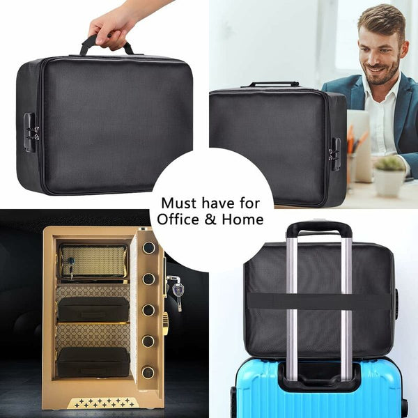 Fireproof Document Bag With Lock Waterproof Storage For Home Office Travel Id & Document Holders