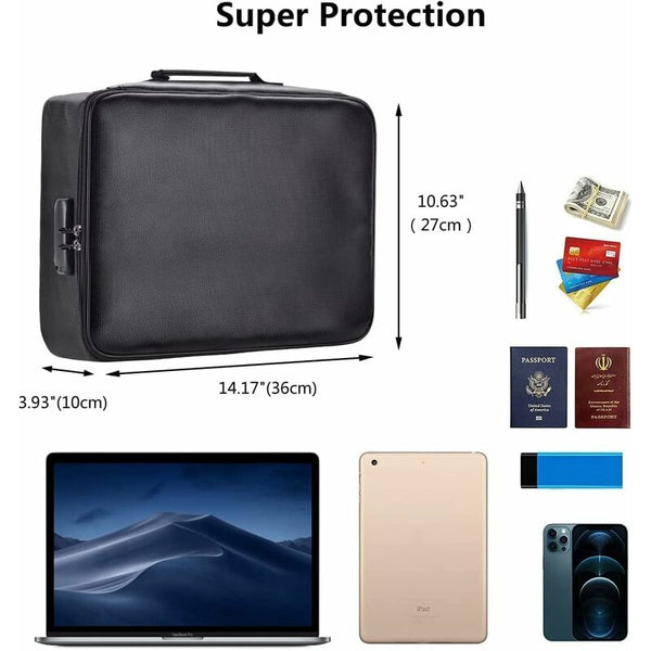 Fireproof Document Bag With Lock Waterproof Storage For Home Office Travel Id & Document Holders