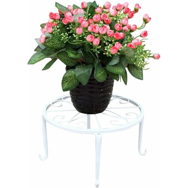 9" Rust Resistant Wrought Iron Metal Plant Pot Stand White Plant Stands