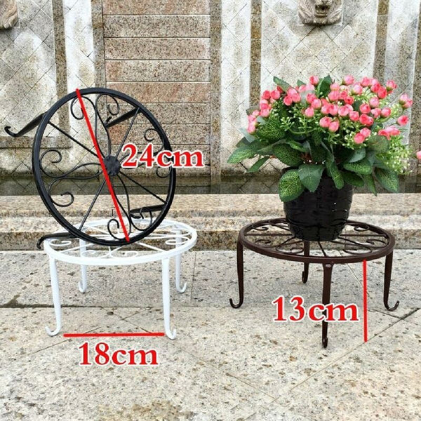 9" Rust Resistant Wrought Iron Metal Plant Pot Stand White Plant Stands