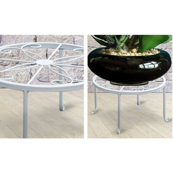 9" Rust Resistant Wrought Iron Metal Plant Pot Stand White Plant Stands