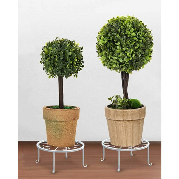 9" Rust Resistant Wrought Iron Metal Plant Pot Stand White Plant Stands
