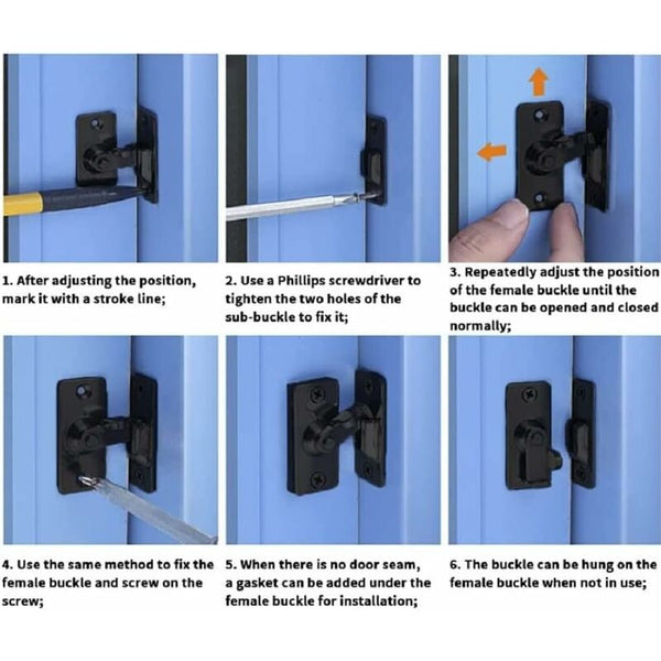 90 Degree Right Angle Stainless Steel Door Lock Used For Wooden Fences Doors And Windows Sliding (Black) Door Locks & Lock Mechanisms