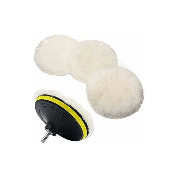 4 Pcs 6 Inch Wool Polishing Pad Wheel For Bit Buffer Accessories With M14 Adapter Mitts Bonnets & Buffing Pads