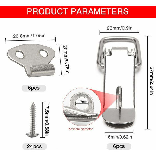 6 Pcs 72Mm Spring Loaded Toggle Latches With Hook For Cabinets & Boxes Clamps
