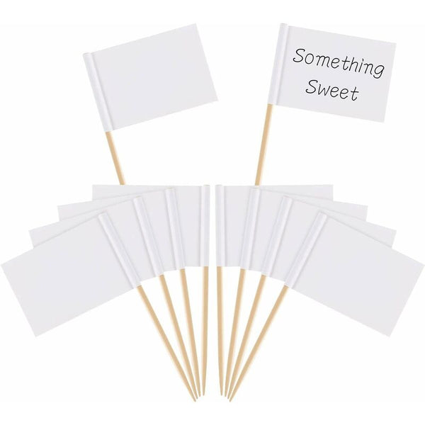 Toothpick Flags Empty White Cheese Markers Labels For Party Cake Cheeseplate Food Appetizers(100 Pcs) Other Party Supplies