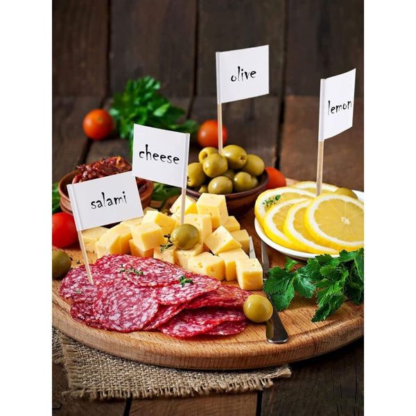 Toothpick Flags Empty White Cheese Markers Labels For Party Cake Cheeseplate Food Appetizers(100 Pcs) Other Party Supplies