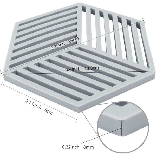 Kitchen Pot Coaster Tapis De Protection En Silicone Teffa (Gris Raya Hexagonal: 160X138x8mm) Coasters