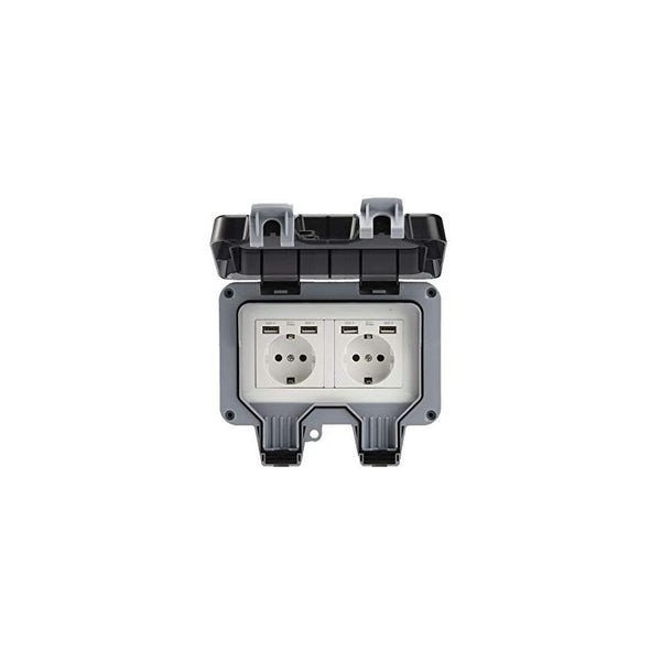 Outdoor Double Wall Socket With Usb Waterproof Heavy Duty Electrical Outlet Box (Double) Electrical Sockets