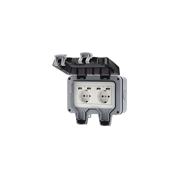 Outdoor Double Wall Socket With Usb Waterproof Heavy Duty Electrical Outlet Box (Double) Electrical Sockets