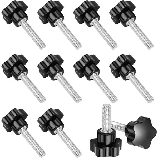 10 Pcs M8x40 Female Thread Nut Clamping Handle Star Shape Knobs Black Plastic Screw In For Screws & Bolts