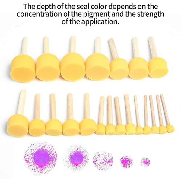 25 Pieces Foam Paint Brushes Sponge With Wooden Handle For Painting Art Craft Pottery Graffiti Sizes Artists Brushes