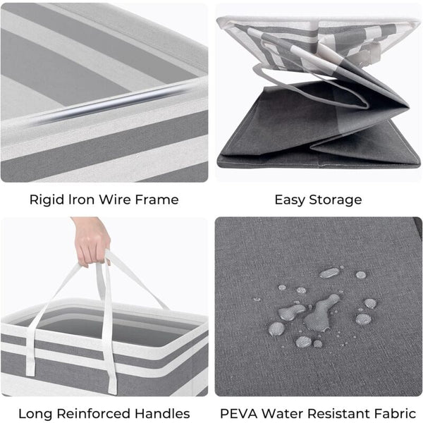 2 Pack Large Foldable Laundry Basket With Easy Carry Handles Waterproof And Extended For Storing Carrying Laundry Baskets & Hampers
